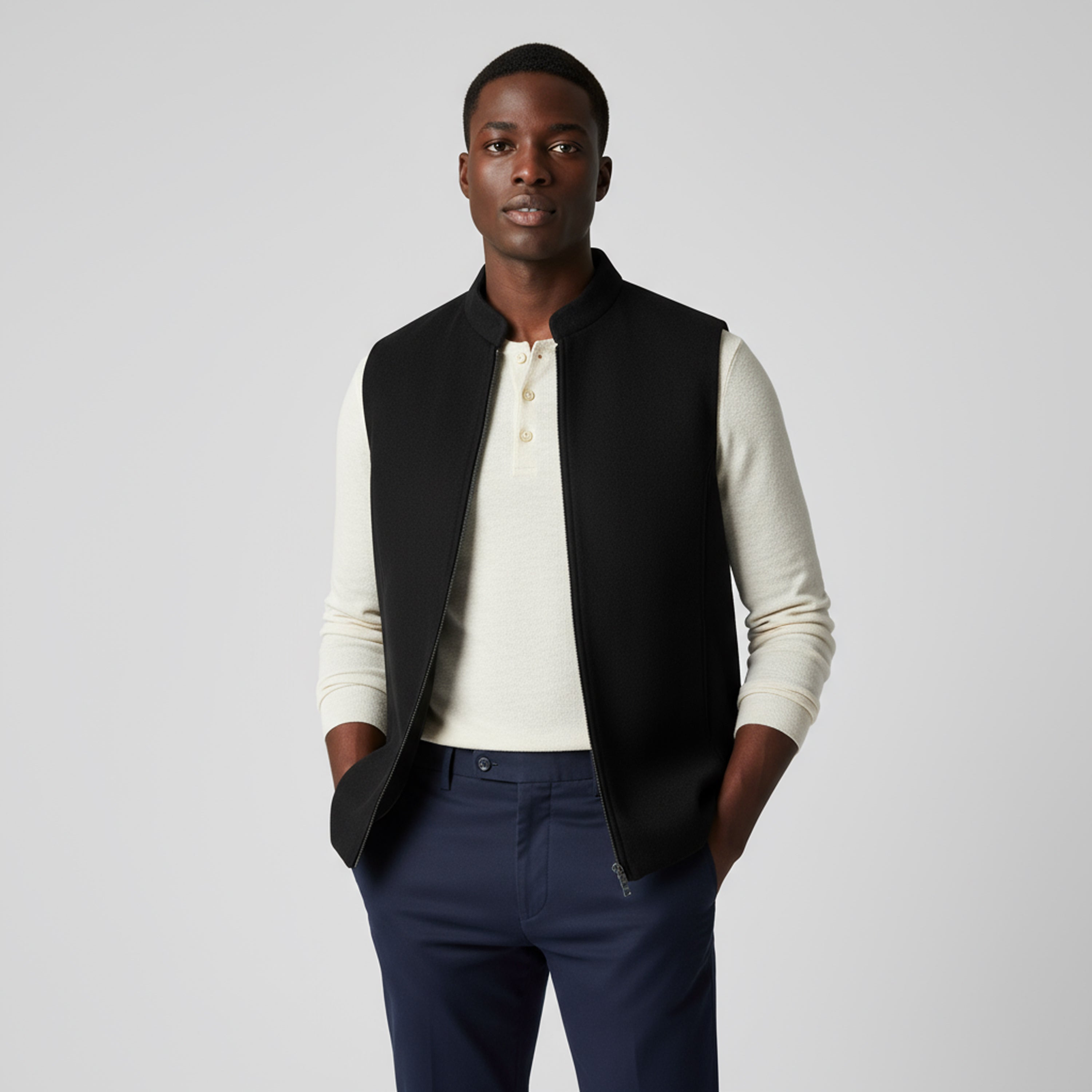 REFINED ARC PANEL WAISTCOAT – CLASSIC BLACK
