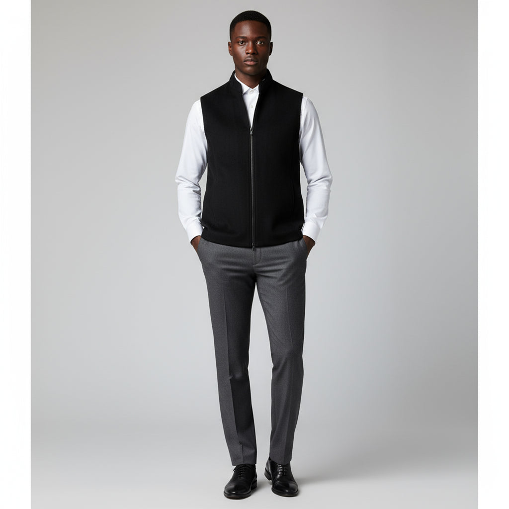 REFINED ARC PANEL WAISTCOAT – CLASSIC BLACK