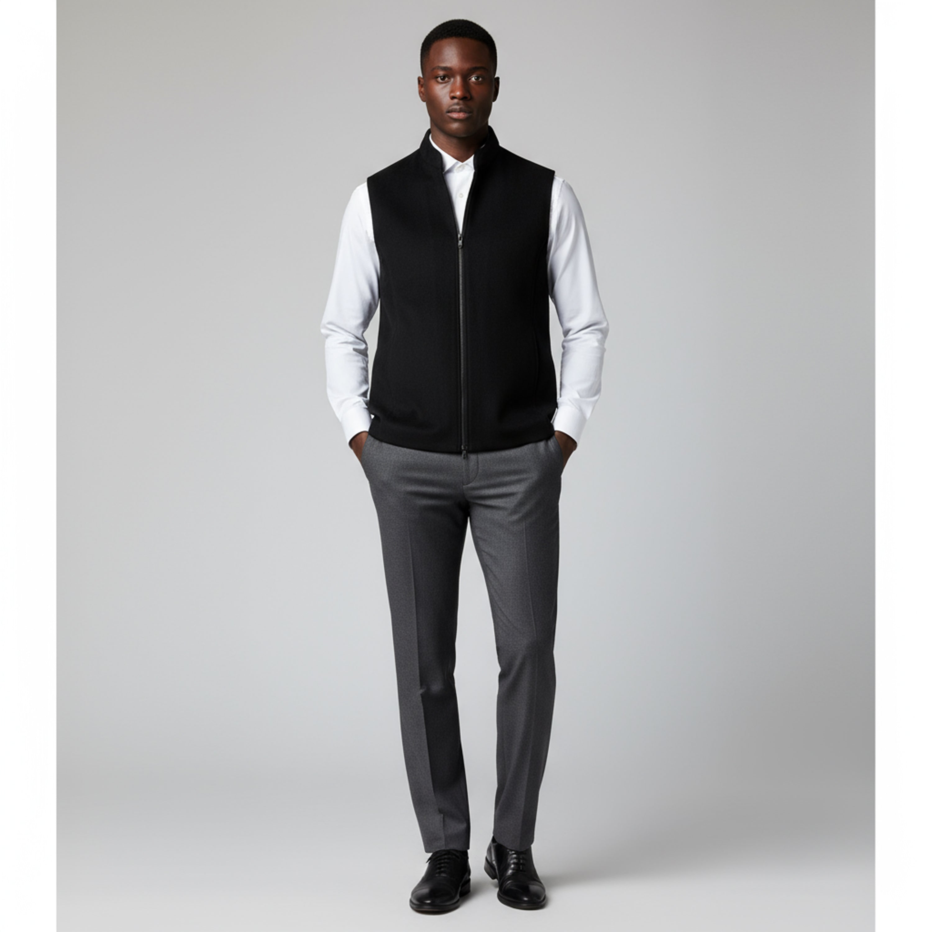 REFINED ARC PANEL WAISTCOAT – CLASSIC BLACK