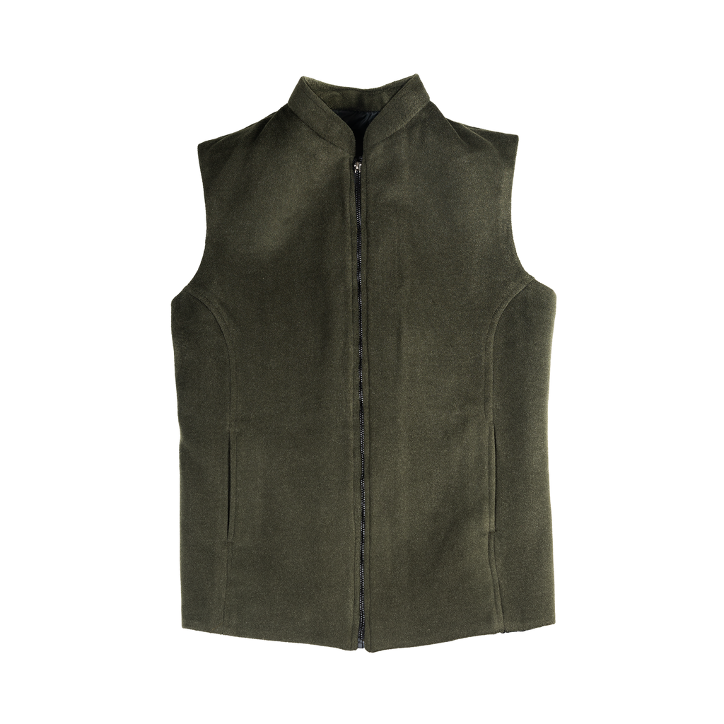 REFINED ARC PANEL WAISTCOAT – OLIVE GREEN