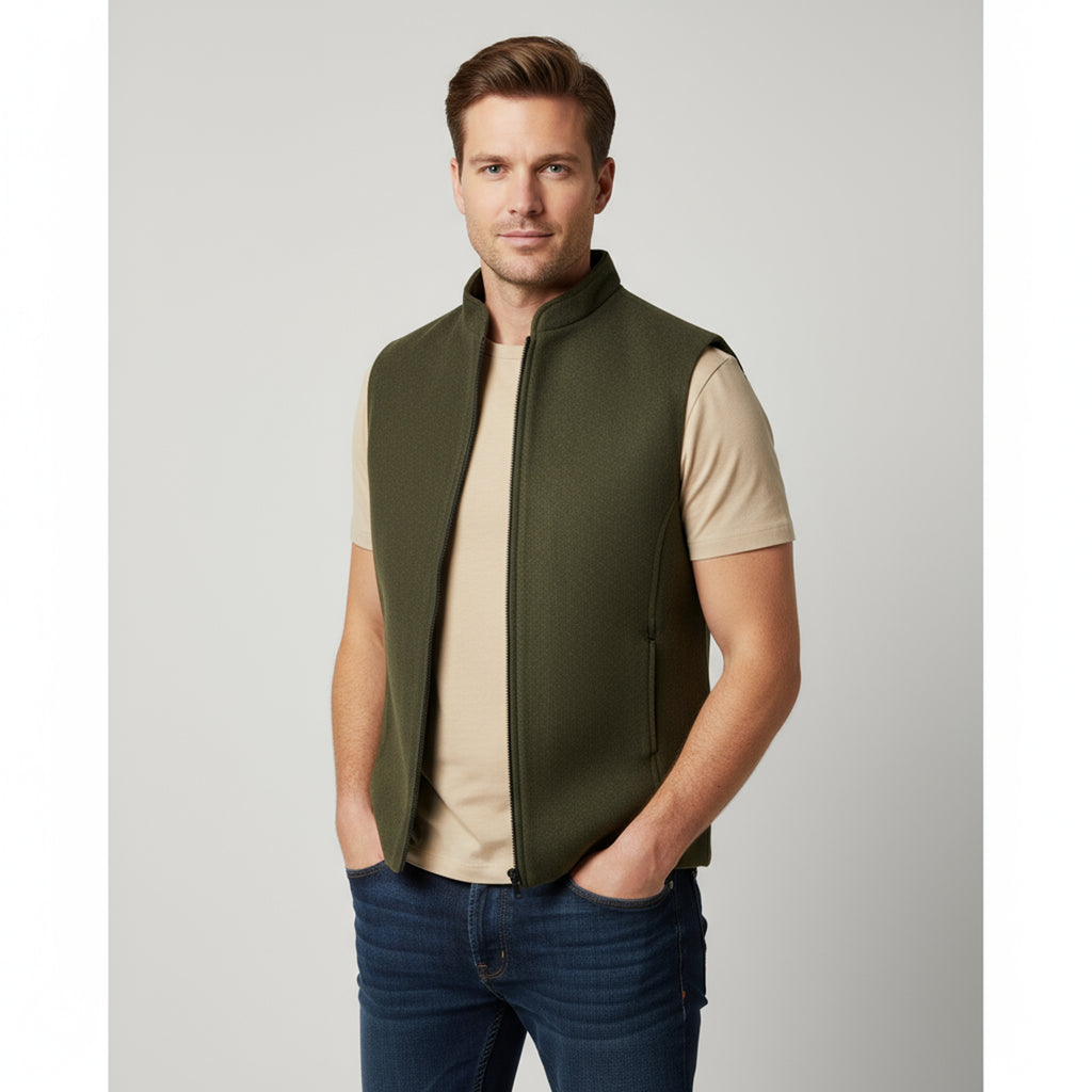 REFINED ARC PANEL WAISTCOAT – OLIVE GREEN