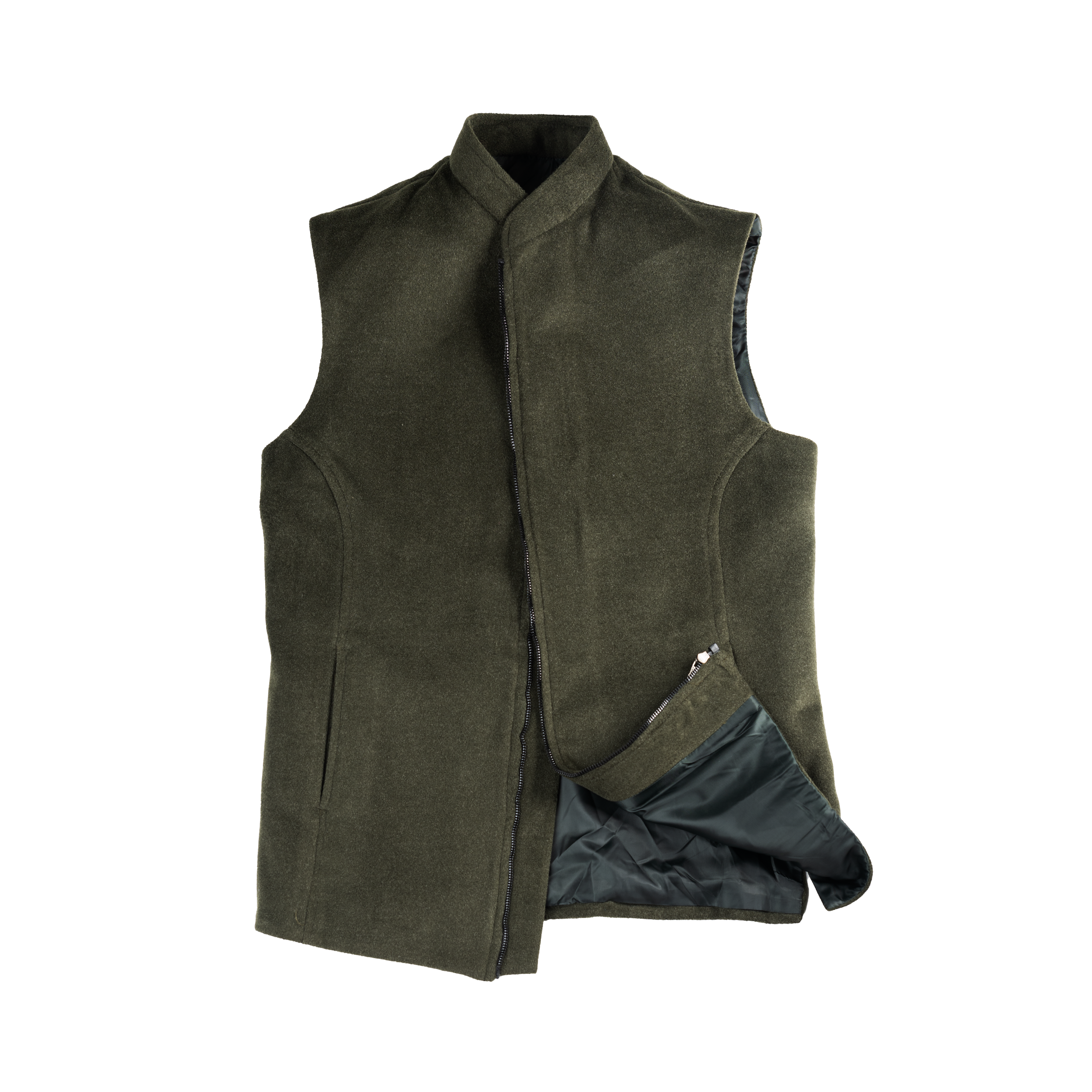 REFINED ARC PANEL WAISTCOAT – OLIVE GREEN