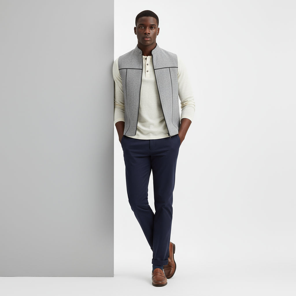 SCULPTED ZIP WAISTCOAT – ASH GREY