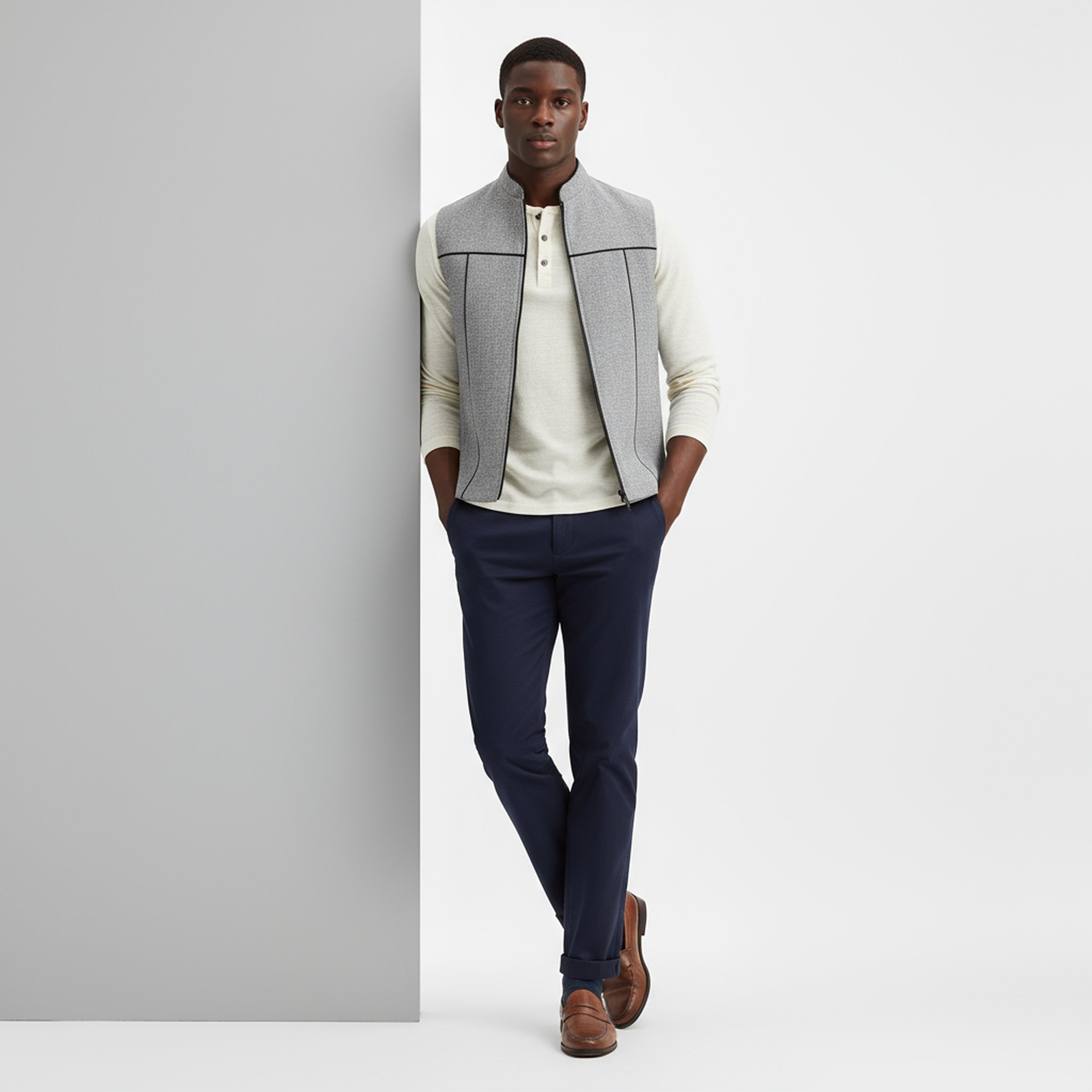 SCULPTED ZIP WAISTCOAT – ASH GREY