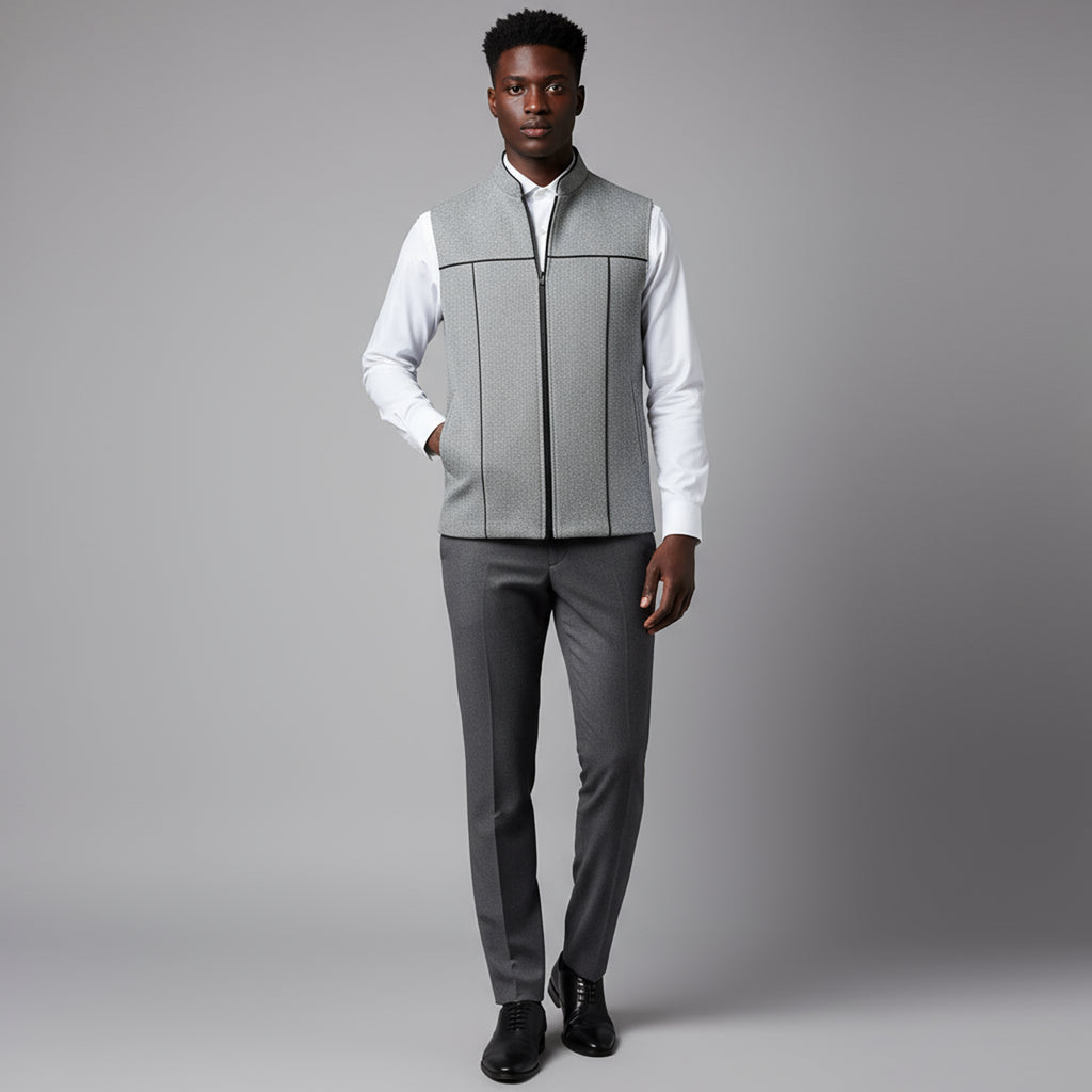 SCULPTED ZIP WAISTCOAT – ASH GREY