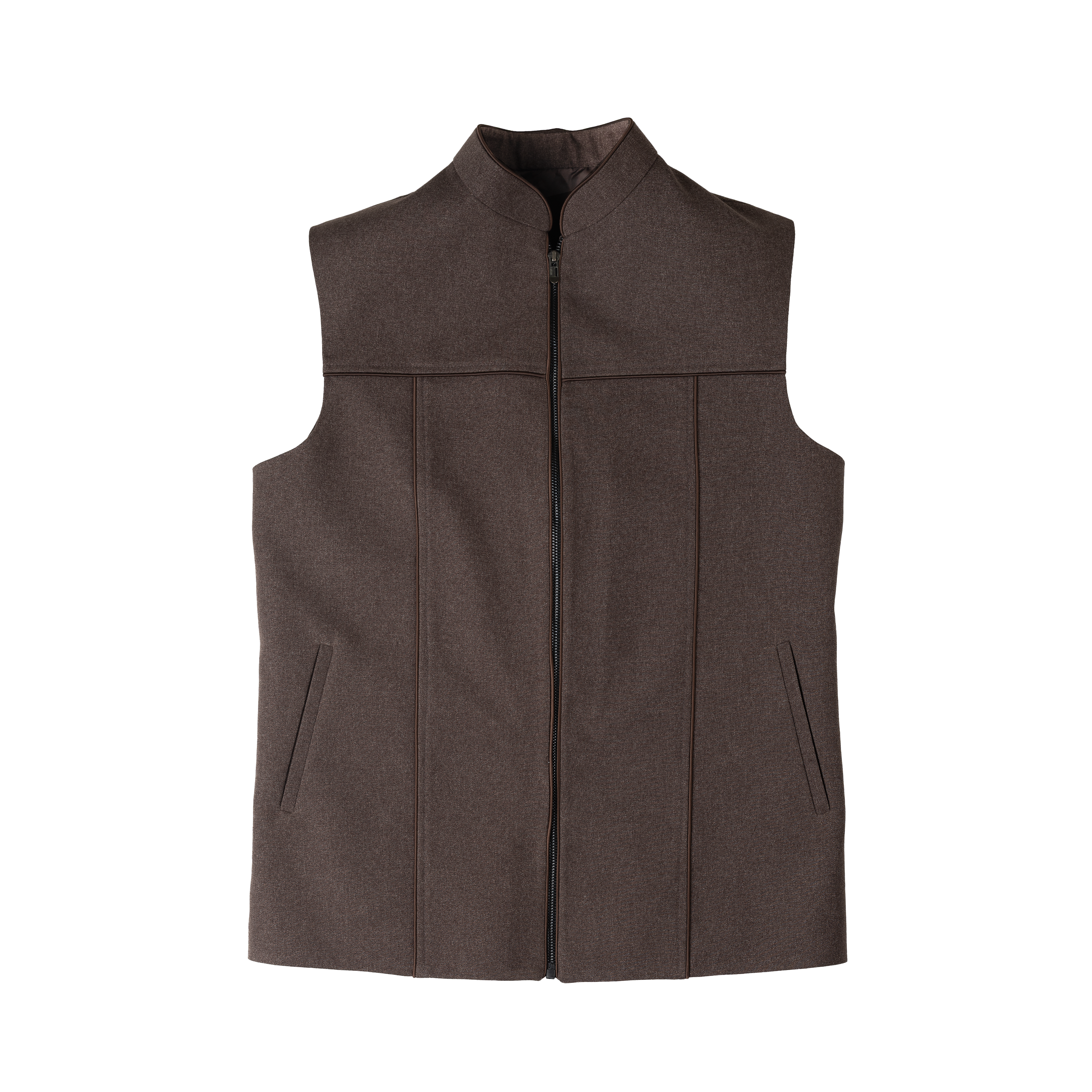 SCULPTED ZIP WAISTCOAT – MOCHA BROWN