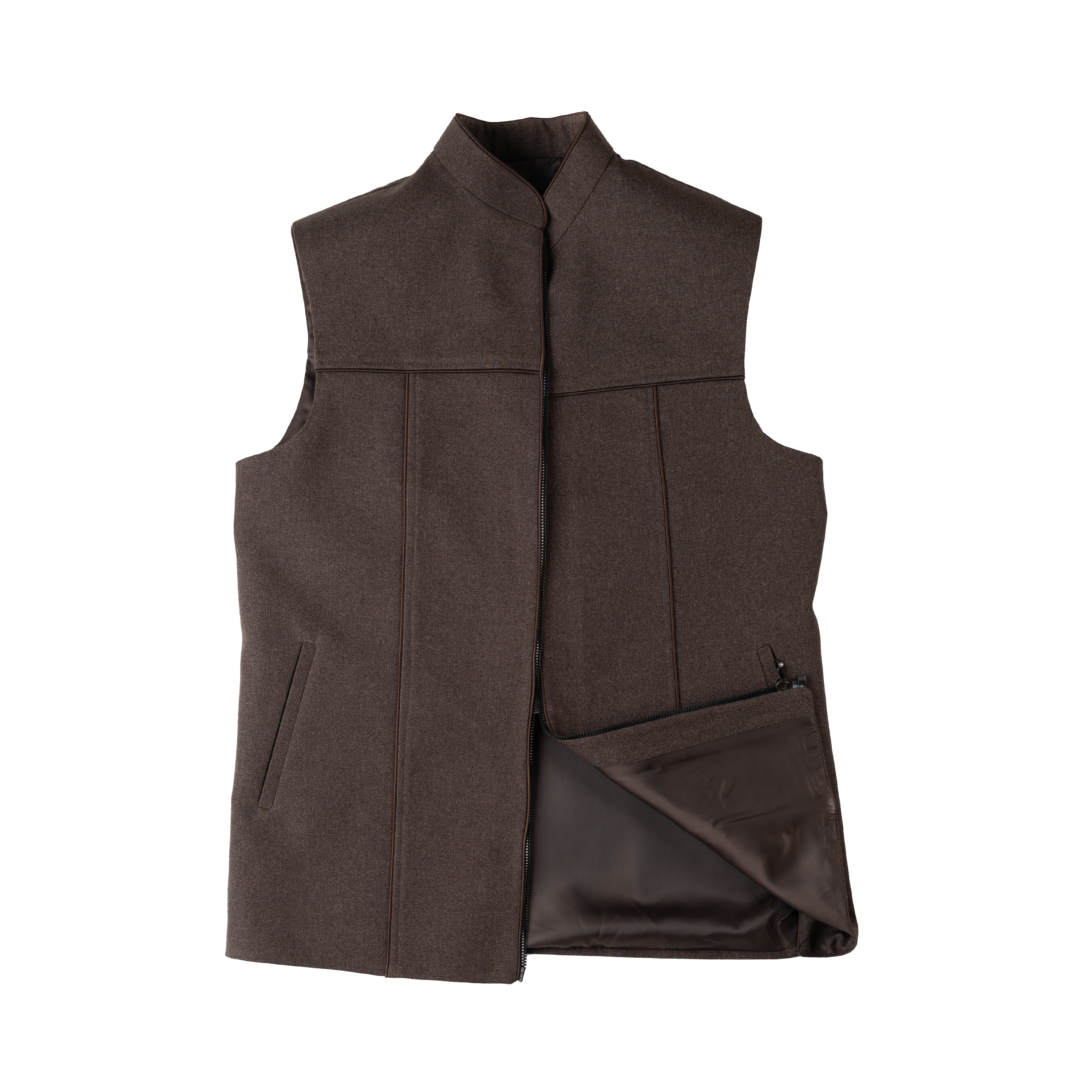 SCULPTED ZIP WAISTCOAT – MOCHA BROWN