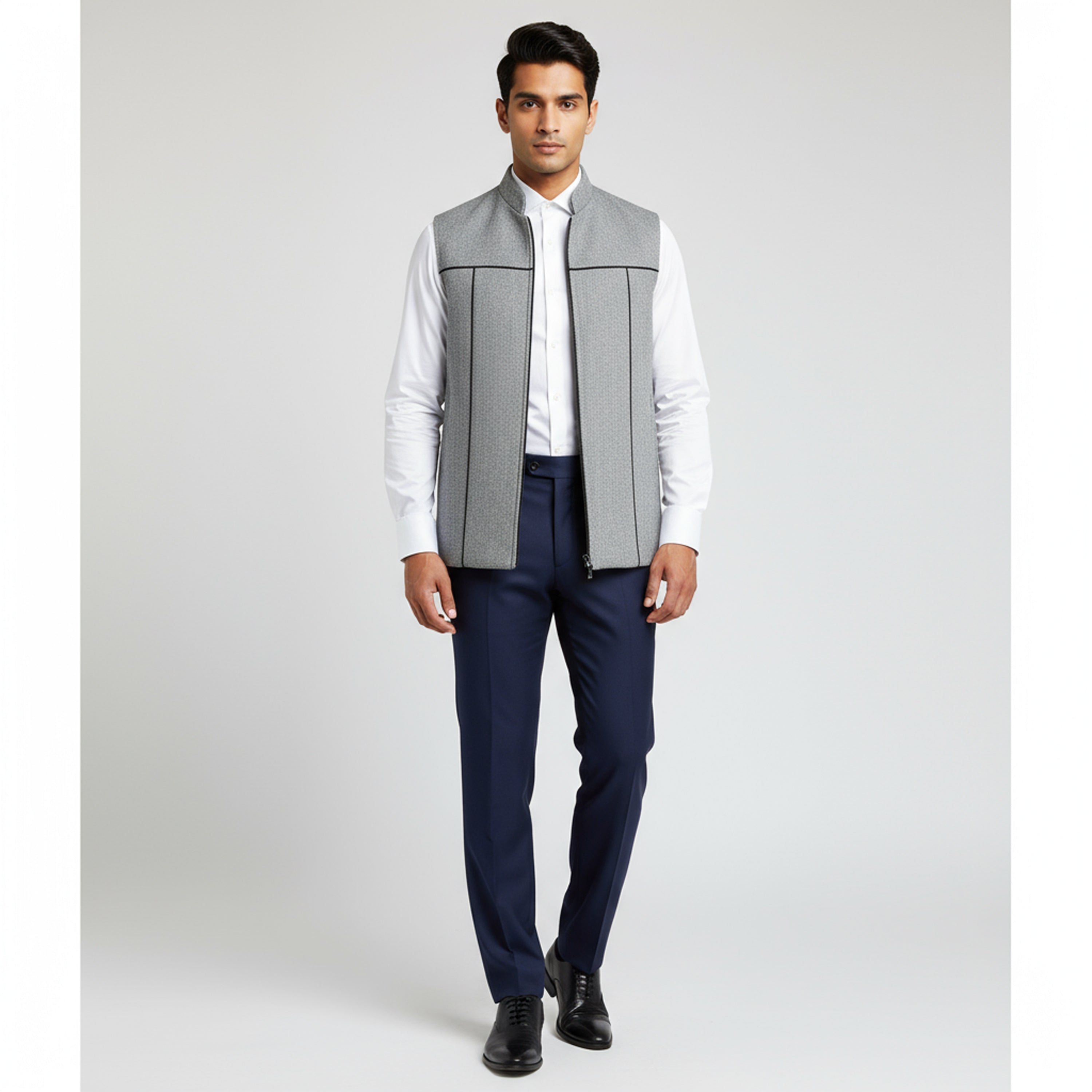 SHADOW YOKE ZIP WAISTCOAT – ASH GREY