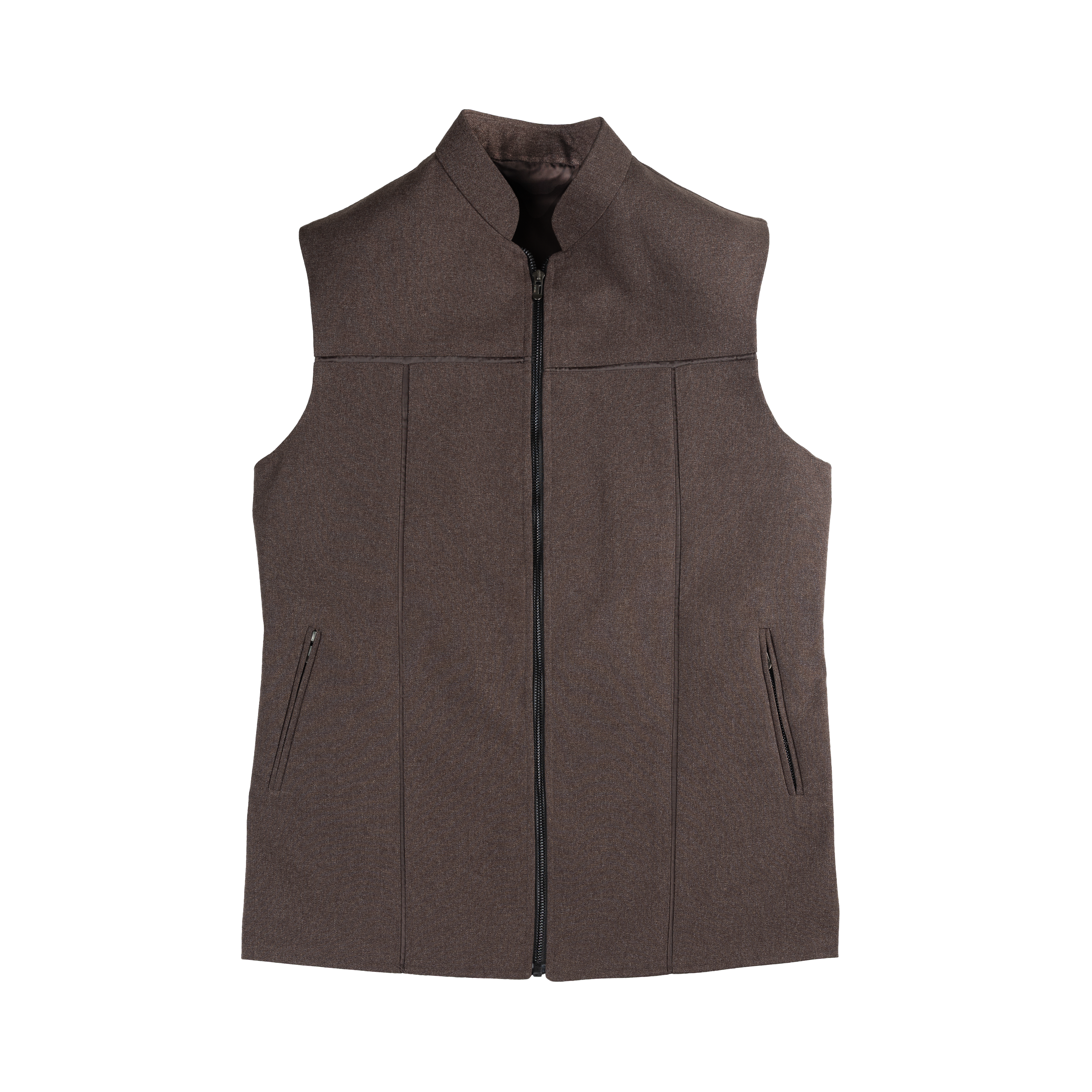 SHADOW YOKE ZIP WAISTCOAT – MOCHA BROWN