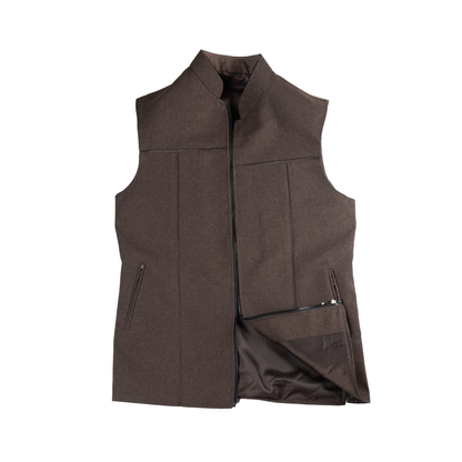 SHADOW YOKE ZIP WAISTCOAT – MOCHA BROWN