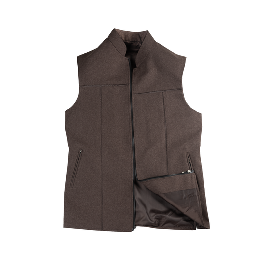 SHADOW YOKE ZIP WAISTCOAT – MOCHA BROWN