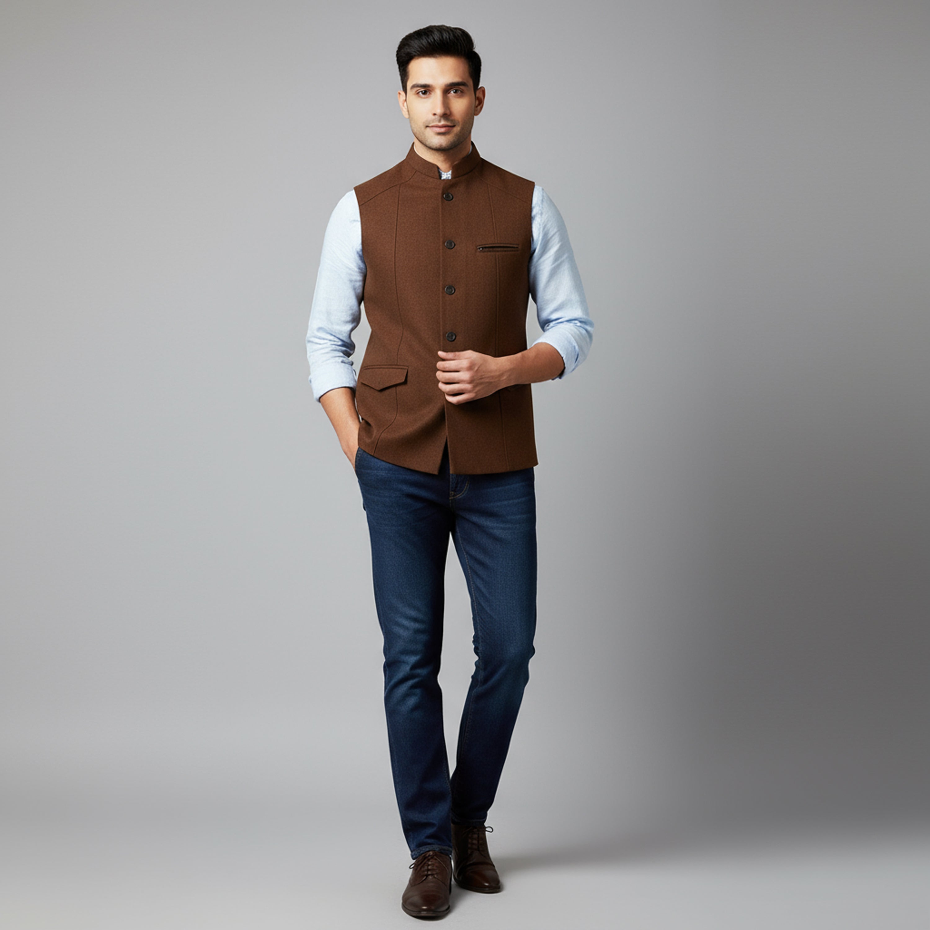 STRUCTURED TAILOR WAISTCOAT – CHESTNUT BROWN