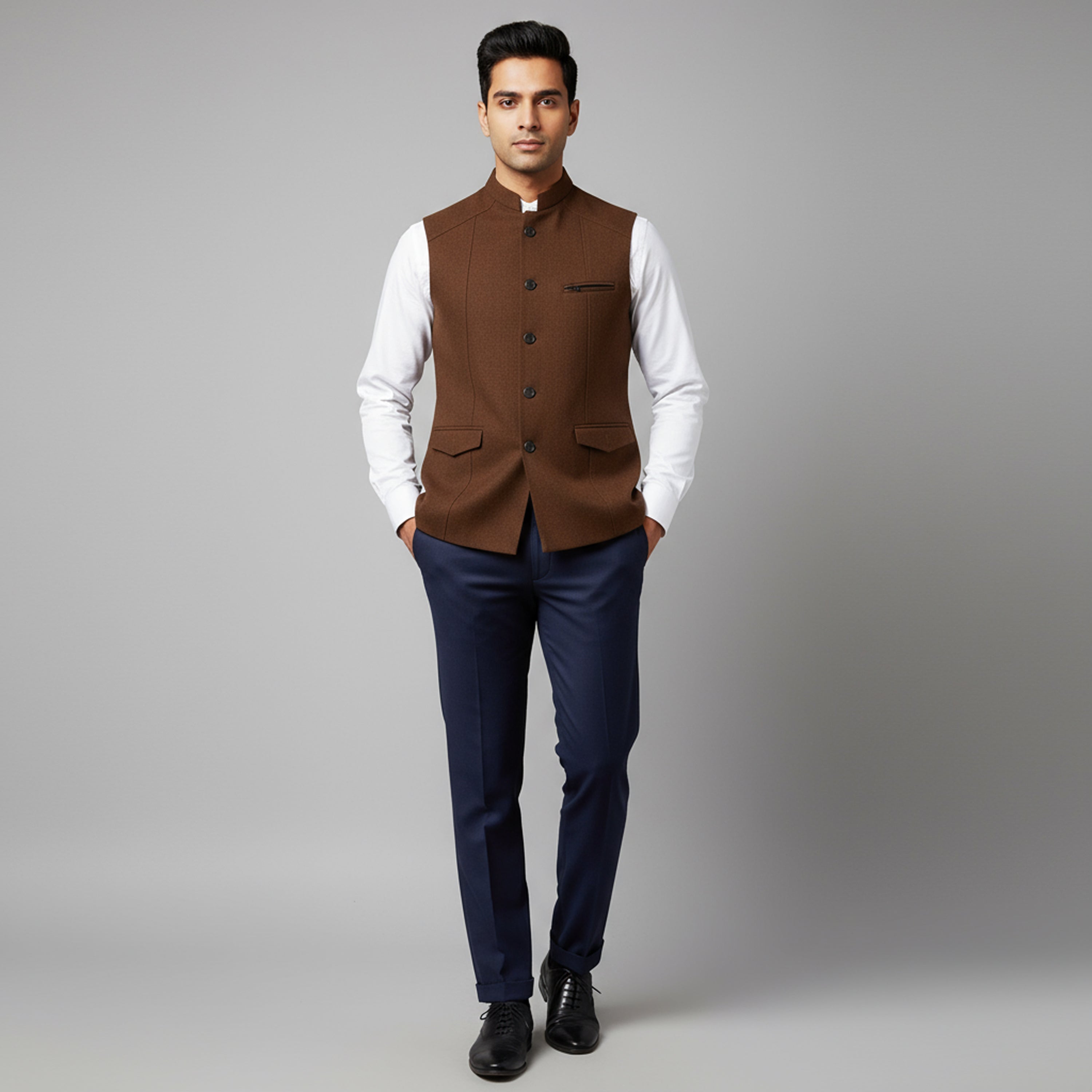 STRUCTURED TAILOR WAISTCOAT – CHESTNUT BROWN