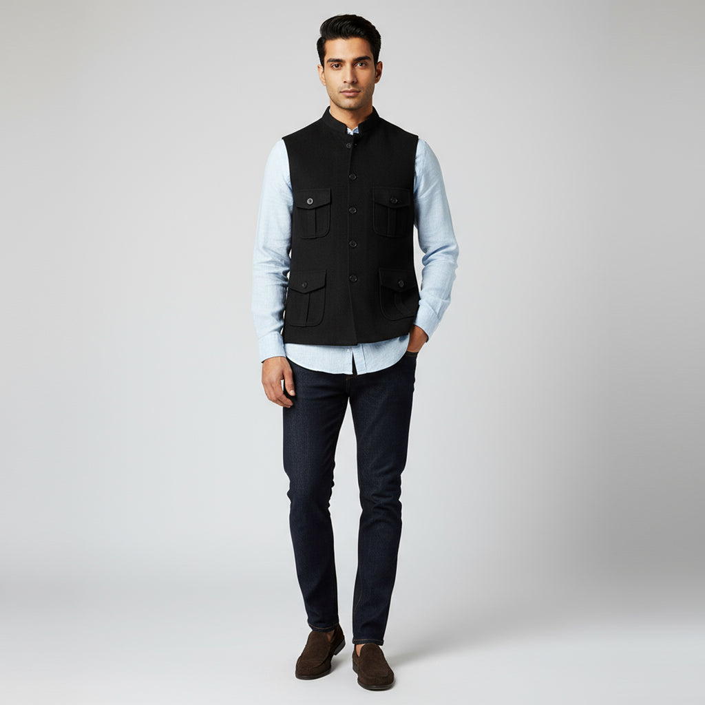 TRAVELER’S UTILITY WAISTCOAT – CLASSIC BLACK