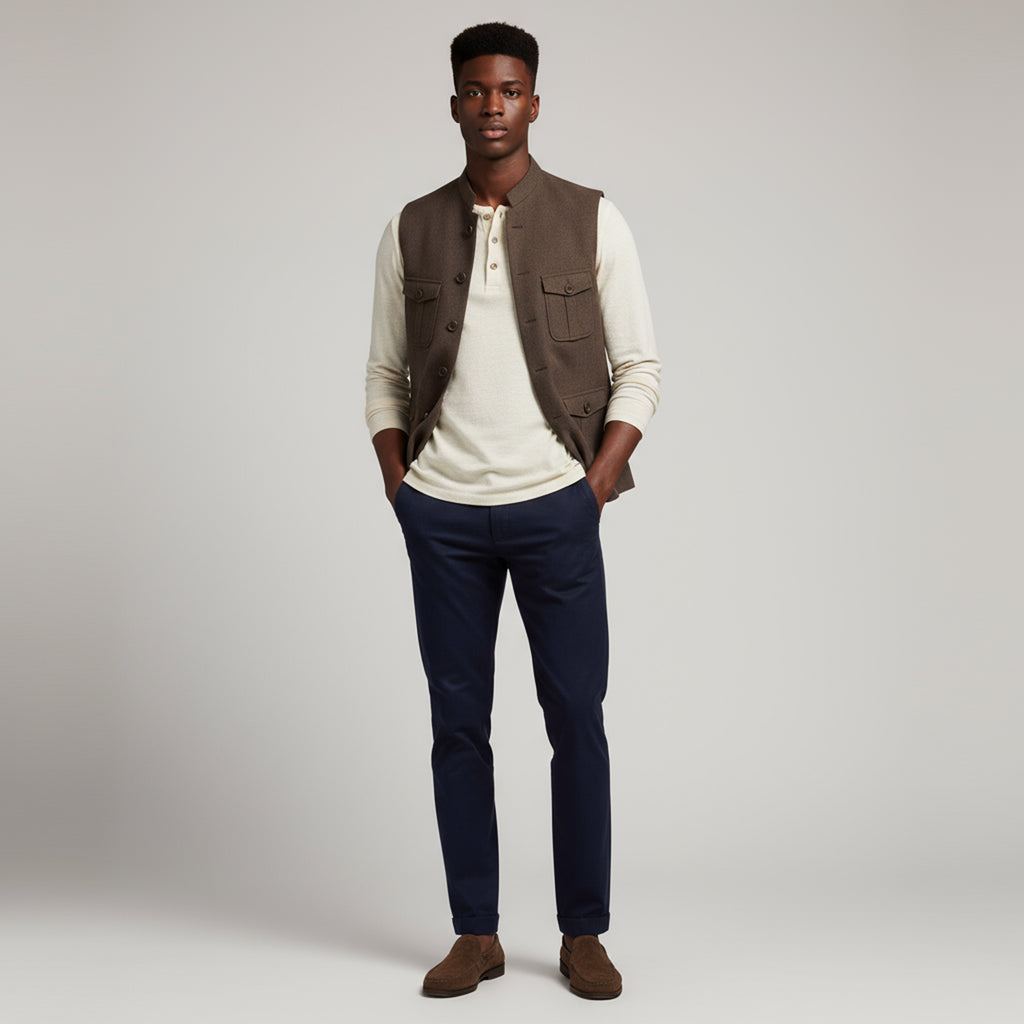 TRAVELER’S UTILITY WAISTCOAT – MOCHA BROWN