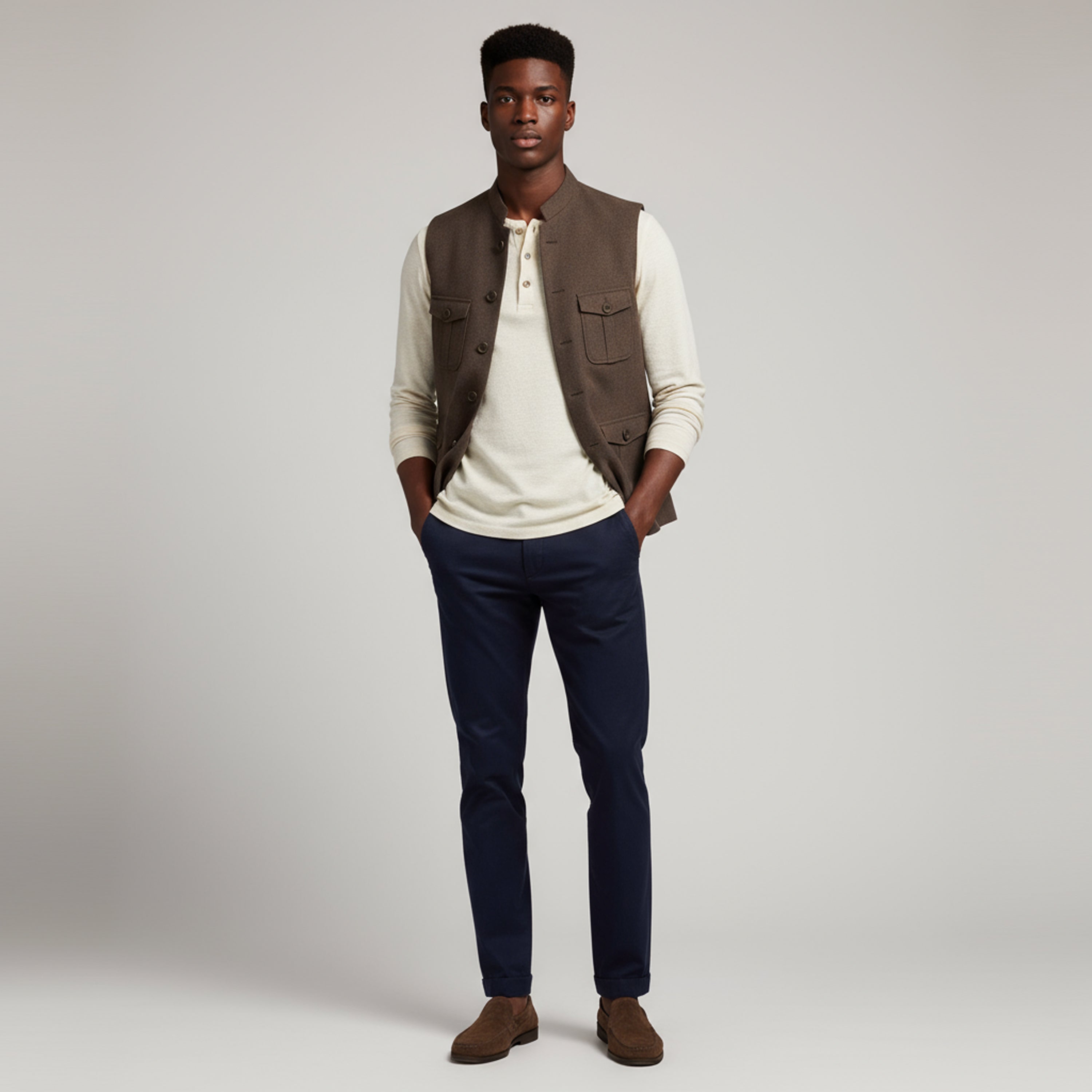 TRAVELER’S UTILITY WAISTCOAT – MOCHA BROWN