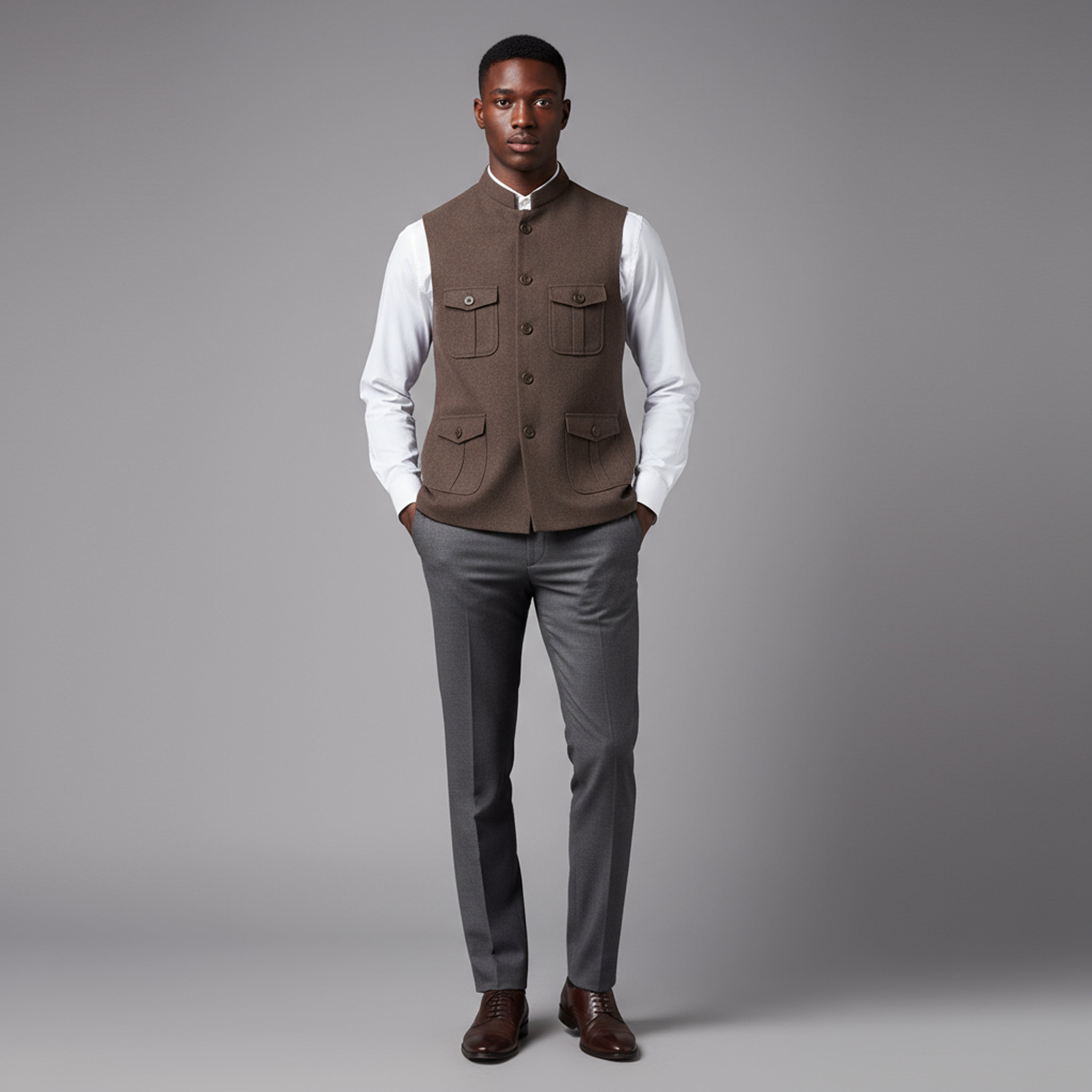 TRAVELER’S UTILITY WAISTCOAT – MOCHA BROWN