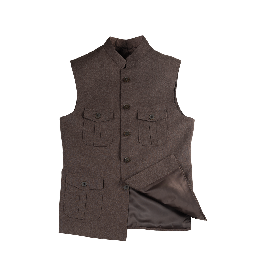 TRAVELER’S UTILITY WAISTCOAT – MOCHA BROWN