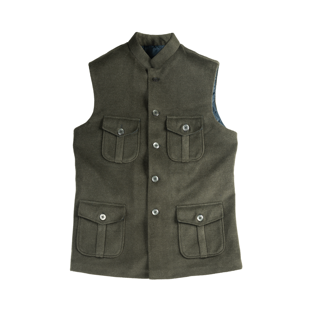 TRAVELER’S UTILITY WAISTCOAT – OLIVE GREEN