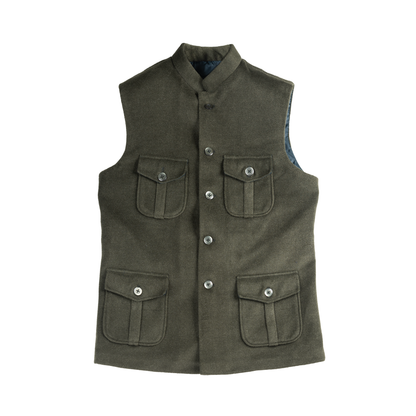 TRAVELER’S UTILITY WAISTCOAT – OLIVE GREEN